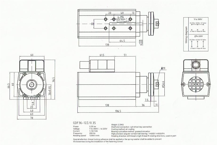 HQD GDF36-12000RPM-0,35KW